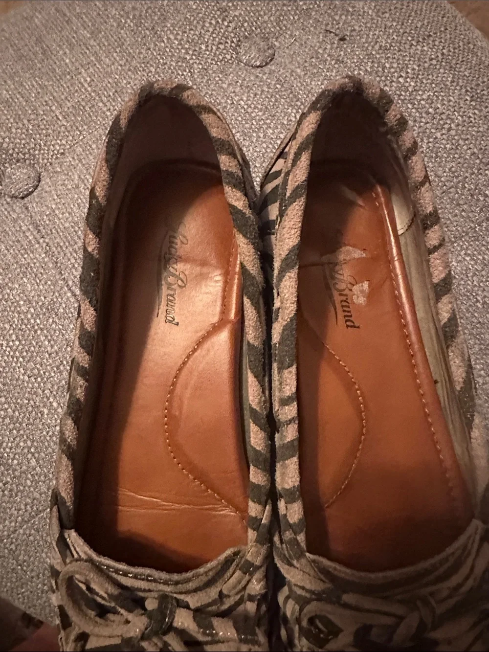 Lucky Brand Zebra-Print Suede Moccasin Flats in Brown and Black